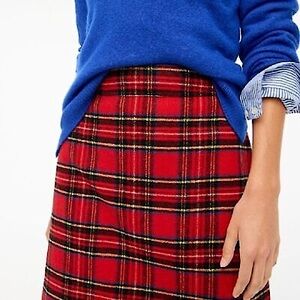J. Crew Wool Blend Plaid Skirt in Red Size 10
